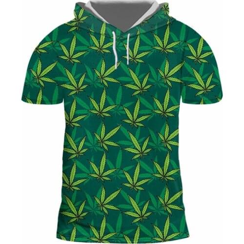 IFPD EU/US Size 3d Print Hooded T Shirts Maple Green Leaf Streetwear Weed Plant Men Women Fashion T-shirt Harajuku Plus Size