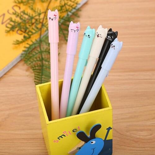 1PC Gel Pen 0.5mm Creative Stationery Cute Cartoon Tail Cat Neutral Pen Plastic Student With Full Needle Black Pen Stationery