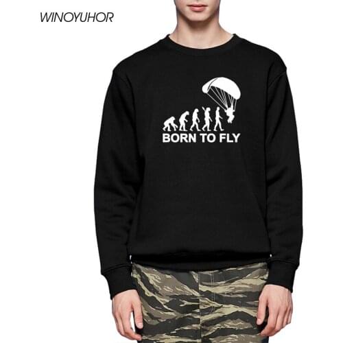 New Fashion Winter Born To Fly Evolution Of Paragliding Paragliders Hoodies Mens Clothing Tops Hip Hop Sweatshirts Homme