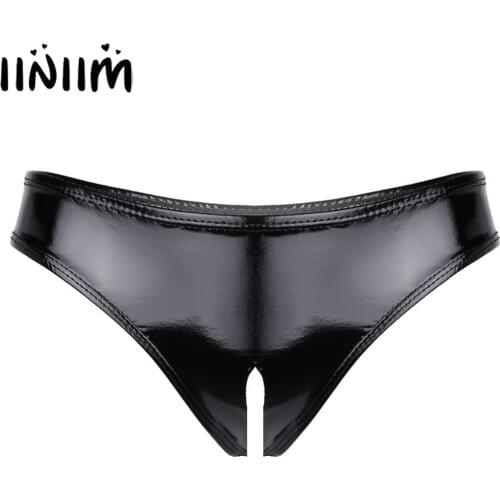 Iiniim New Sexy Panties Women Leather Low-rise Solid Lingerie Smooth Fabric Fashion Erotic Mini Briefs Female Underwear