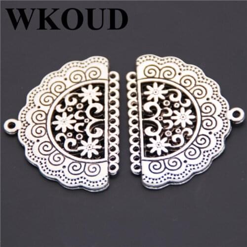 8pc Antique Silver Color Scalloped Flower Basket Porous Connector Retro DIY Metal Jewelry Handicrafts Accessories 29 * 39mm A157