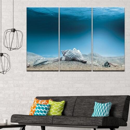 Canvas Painting Sea shells under blue sea 3 Pieces Wall Art Painting Modular Sport Wallpapers Poster Print Home Decor