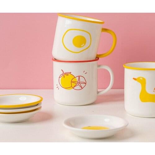 Caremic Mug Girly Cute Printed Ceramic Mug Water Cup Brief Flower Coffee Tea Cup Creative Milk Cup For Home Breakfast термокружк