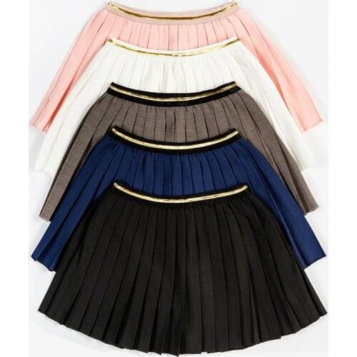 Summer Child Girls Skirts Kids Pleated Skirts for baby girl to school 2020 New Teens Girls Solid White Black Blue Skirts1-12 Yrs