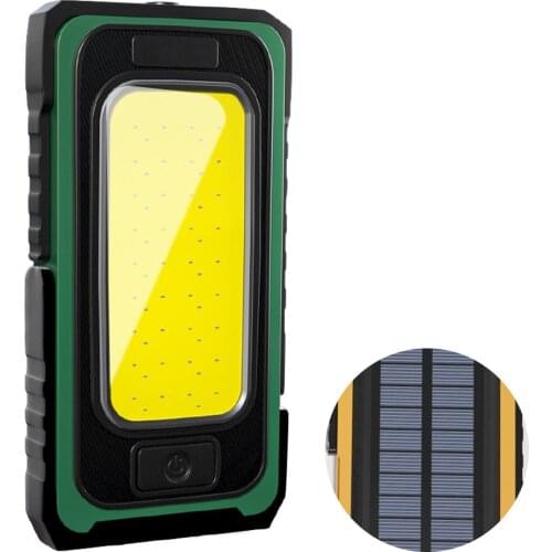 Magnetic Working Light Solar/USB Recharge Camping Flashlight Waterproof Torch LED Lantern Hook Outdoor Indication Light