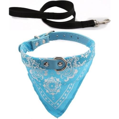 Lovely Pet Dog Scarf Collar Nylon leash set Adjustable Puppy Bandana Quality Pet Cat dogs Tie Collars Reflective leashes