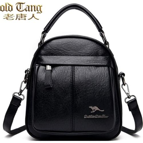 OLD TANG Solid Color Mini Womens Backpack PU Leather Shoulder Bags for Women 2020 Multi-Function Backpack Ladies School Bag Sac