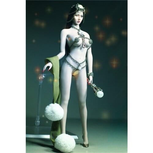 Mnotht 1/6 Scale Female Soldier Dress Set Brown Gem Metal Corset W/Pear Ball Underwear Chain Headdress for 12in Action Figure