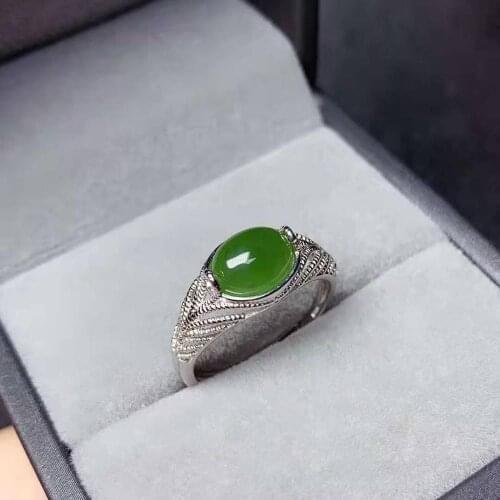 Natural Nephrite Spinach Green Jasper Gemstone for Women Real 925 Sterling Silver Fine fashion jewelry【FS Jewelry