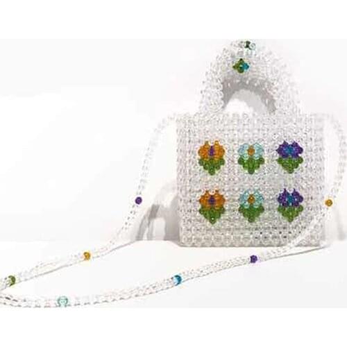 Creative Small Flower Pearl Bag Hand-beaded Knitting Bag Cross-hand Dual Use INS Super Fire