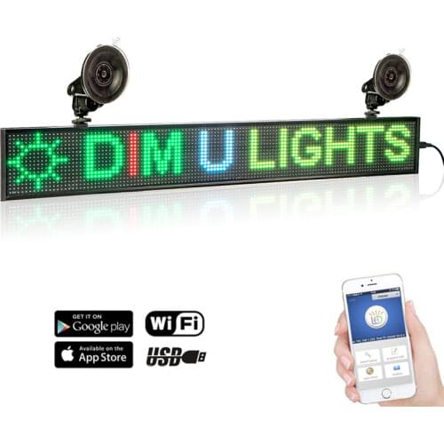 P5mm 82cm 12V SMD2121 RGB Sign Full Color Car LED Car Rear Window Display Board Programmable Scrolling Text Message Advertising