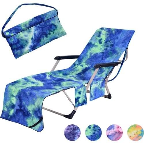 Beach Towels Portable Pool Sun Lounge Chair Cover Bath Towel Bag with 2 Pockets Chaise Lounge Covers Quick Drying Outdoor Towel