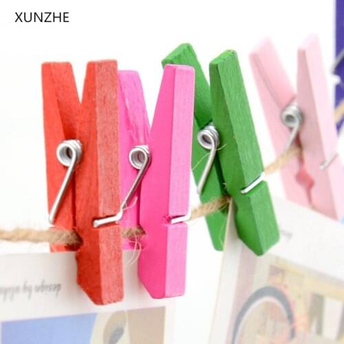 XUNZHE Clothespin 50 Pcs 3.5 cm multicolor Mini Clips Miniature Photo Wood Peg Paper Pin Closet Craft Clips Wood Supplies