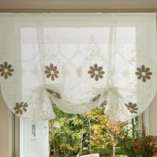 Sheer Curtain Decorative Beautiful Polyester Embroidery Flower Window Tulle Drape for Home