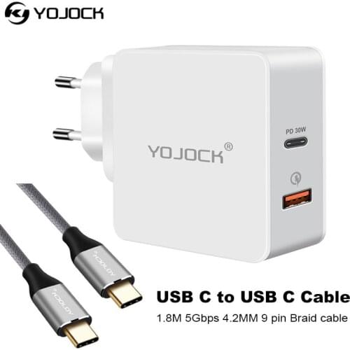 48W USB Type-C Wall Charger Power Adapter with Power Delivery USB QC3.0 Charge for Apple MacBook/iPhone Xiaomi USB-C PD Charger