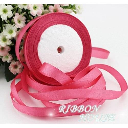 Watermelon red 22m Long 10mm 25 Yards Silk Satin Ribbon Wedding decorative ribbons gift wrap Christmas DIY handmade materials