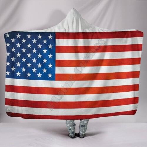 American Flag Hoodies Blanket 3D All Over Printed Wearable Blanket Adults For Kids Various Types Hooded Blanket Fleece blanket
