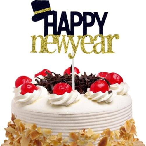 Cake Flags Happy New Year Cupcake Cake Topper Toppers Birthday Wedding Bridal Cake Wrapper Party Baking DIY Merry Christmas