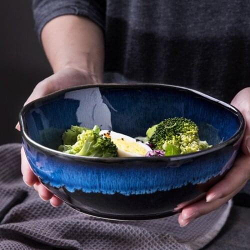 CHYIR Japanese Kiln Change Ramen Noodle Bowl Household Kitchen Tableware Salad Soup Bowls Large Dinnerware