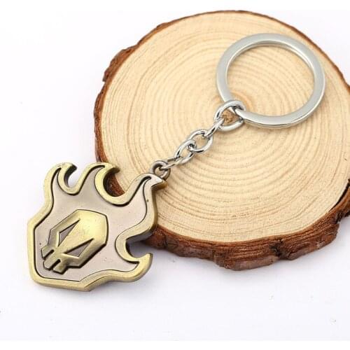 Japanese Anime Bleach key chain Kurosaki Ichigo False Fire Stainless Steel Gold Key ring Pendant Link Chain BIRTHDAY GIFT 5222