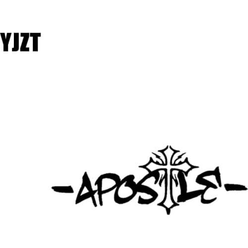 YJZT 12.7CM*4.5CM APOSTLE CROSS JESUS Vinyl Car Motorcycle Sticker Decals Black/Silver C13-000263