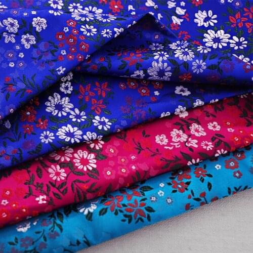 114*50cm Brocade Jacquard Hanfu Fabric Material for Handmade DIY Sewing Pastoral Floral Cloth