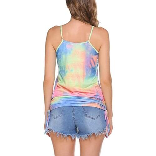 Women Casual Tops Sleeveless Ladies Summer Camisoles Spaghtti Strap Blouse Chiffon Blouses Backless Loose Tee Tops Lady Tanks