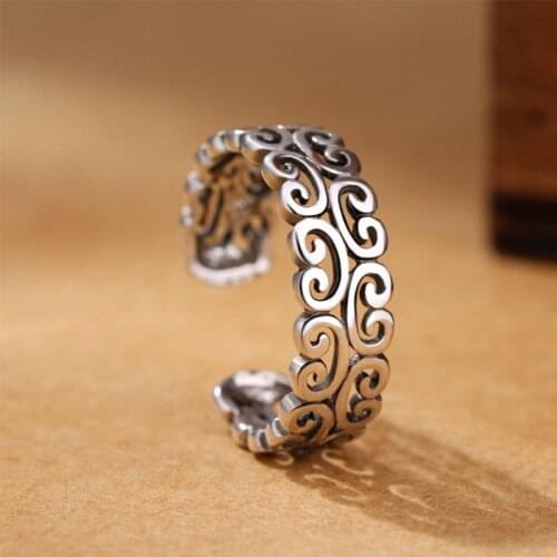 VENTFILLE 925 sterling silver fashion retro auspicious cloud opening ring creative sweet and romantic ring