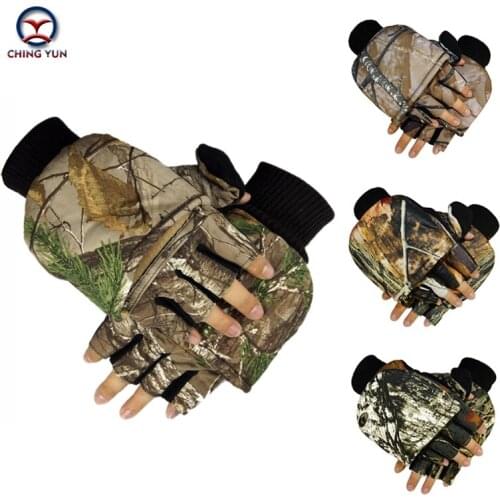 Winter men gloves thick polyester cotton camouflage color outdoor activities soft warm adjustable wrist fleece liningArm sleeve
