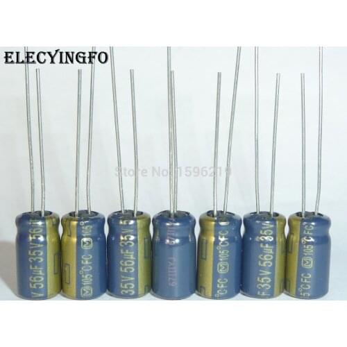10Pcs/200Pcs 56uF 35V FC Series 6.3x11mm Low Impedance 35V56uF Audio Grade Aluminum Electrolytic Capacitor