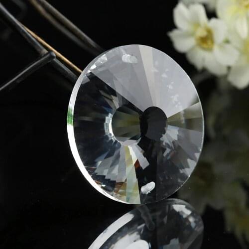 Camal 10pcs 30mm Clear Round Sunflower Chandelier Crystal Prism SunCatcher Pendant Disc Ornament Two Holes Hanging Lighting Part