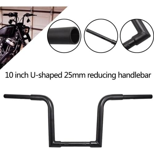 10 In Rise Motorcycle Black 25 mm Ape Hanger Drag Bar Z-Bar Handlebar Fits For Harley V-ROD Dyna Sportster Softail Touring