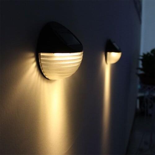 2pcs Outdoor Solar Power Lamp LED Wall Mount Light Waterproof Garden Yard Fence Lamps Corrugated Solar Power Sconce Wall Lights