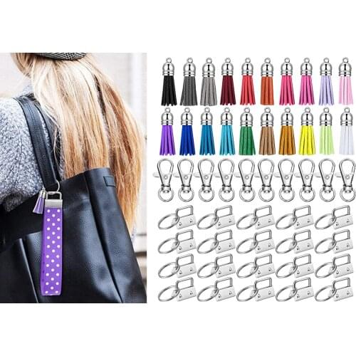 20Pieces Key Chain Keychains Blanks Pendants Charm with Tassel Clips DIY Keyring Craft Projects Jewelry Making