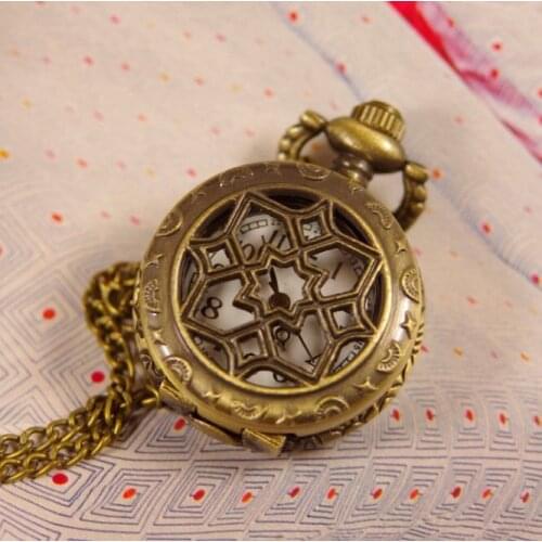 2012 shipping hot sale new men women lady flower star mini bronze quartz Pocket Watch Antique wp040