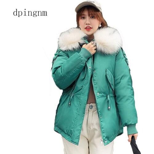 2019 Women Winter Jacket With Large Fur Hooded New Arrival Female Winter Coat Parkas With