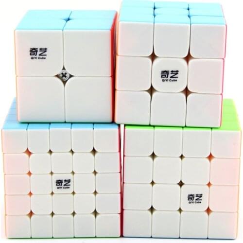 4 Pcs/set Qidi S 2x2 QiYi Warrior W 3x3 Stickerless Speed Cube QiYuan S 4x4 Colorful QiZheng S 5x5 Red Magic Cube Xmas Gift