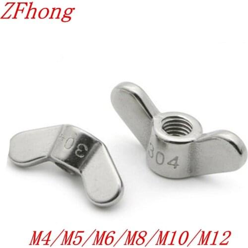 5PCS M4 M5 M6 M8 M10 M12 304 Stainless Steel Hand Tighten Nut Butterfly Nut Ingot Wing Nuts