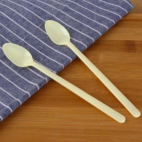 Free shipping thick disposable plastic spoon long handle dessert spoon milk tea smoothie spoon long ice spoon