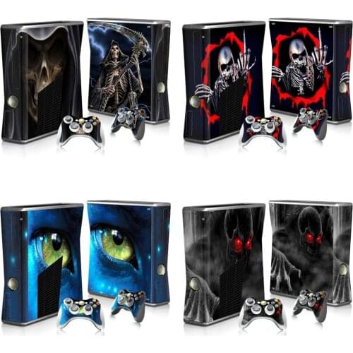 SKull skins Top skin Vinyl Skins For Microsoft Xbox 360 Slim Sticker Controller and Console Protective Skins