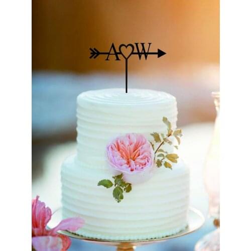 Personlized Wedding Arrow with Initials Cake Topper Party Decorations Gift Decor