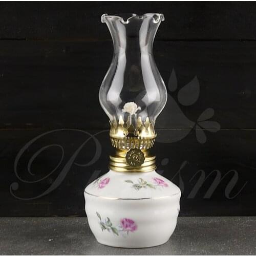 Classic Ceramics Glass Kerosense Lamp Smokeless Candlestick Fireplace Glass Cover Ornaments Vintage Decorate Night light Candle