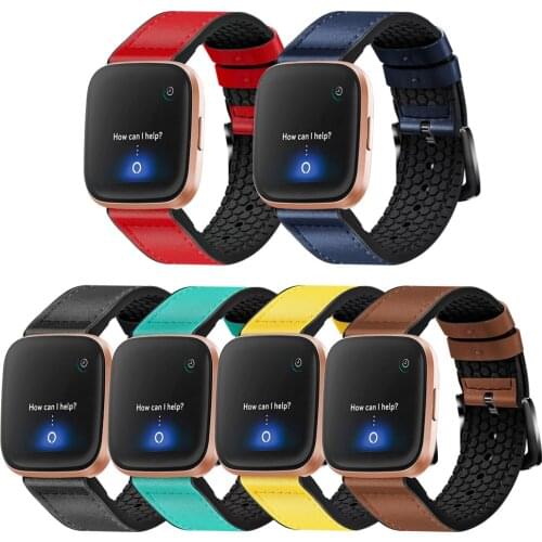 Honecumi Leather Watch Band for Fitbit Versa Fitbit Versa Lite Sweatproof Fitness Bracelet Strap for Fitbit Versa Versa 1/2