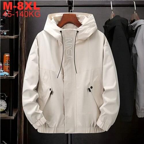 Plus Size 5xl 6xl 7xl 8xl Jackets Men Hooded Fashion Mens Thin Coat Hip Hop Outerwear Spring Autumn Casual Windbreaker Male