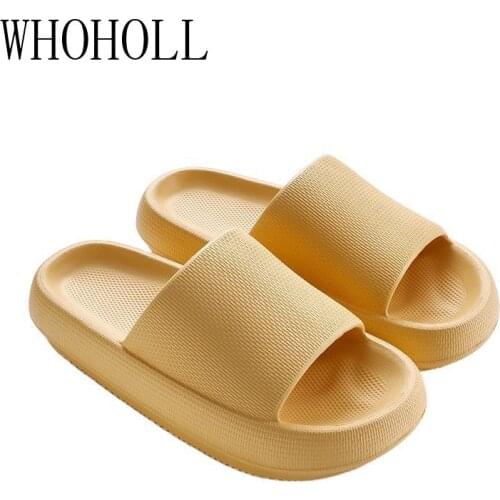 WHOHOLL Summer Couples Bathroom Slippers Man Women EVA Thick Bottom 4.5cm Anti-skid Home Indoor Slippers Male Soft Beach Slipper
