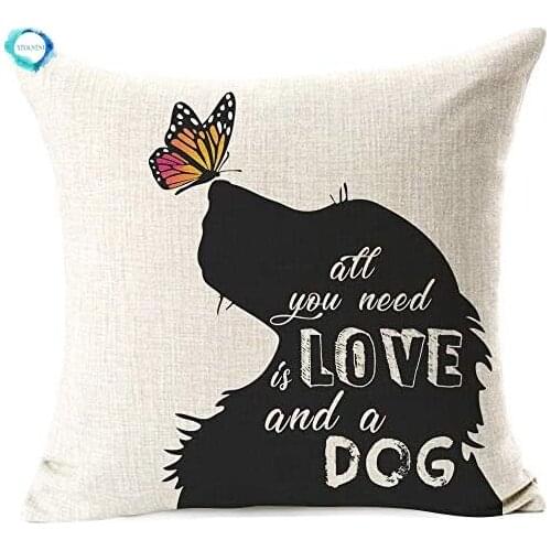 Best Gifts for Golden Retriever Owner, Funny Sayings All You Need is Love and a Dog Cotton Linen Throw Pillow Case Cushion Cover