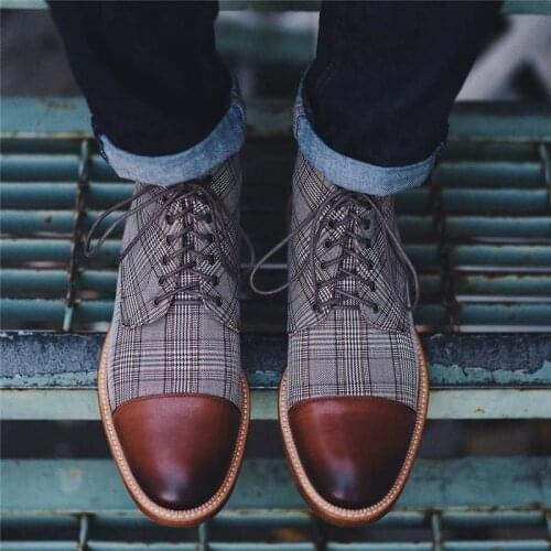 2021 Autumn New Men PU Lace Up Formal Business Shoes Flat Bottomed Overshoot High Quality Men Boots Fashion Shoes Hot KS205