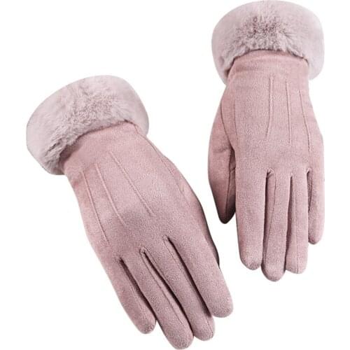 Female Autumn And Winter Windproof Warm Velvet Gloves Solid Cycling Workout Full Finger Hand Gloves Casual Streetwear Guantes