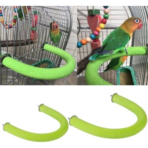 Bird Parrot Perch Stand Rough Surfaced Wooden U Shape Nail Perches Claw Grinding Stick Cage Toys For Cockatiel Parakeet Conure