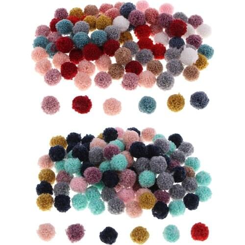 Packs of 100 Multi Size Fluff Pompoms for Classroom Kindergarten Handmade Jewelry Accessories, Family Handcraft Entertainment